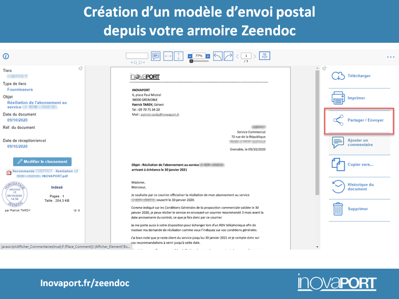 Dématérialisation du courrier : envoyer un courrier postal directement depuis Zeendoc