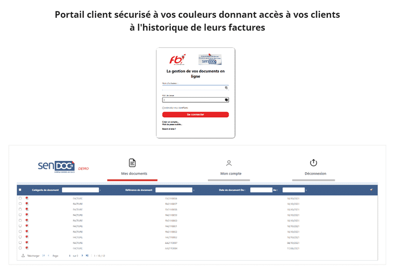 Portail client à vos couleurs fourni par SenDOC